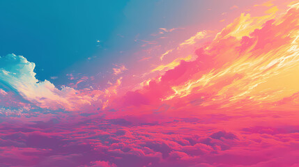 Vibrant Candy-Colored Sky with Clouds