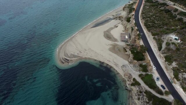 Cinematic Aerial Marmari Evia Beach Great Sand
