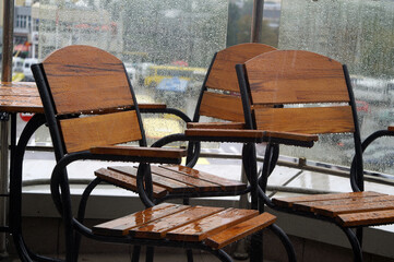 Rain in cafe - 703246385