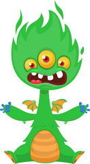 Funny cartoon monster design. Vector illustration