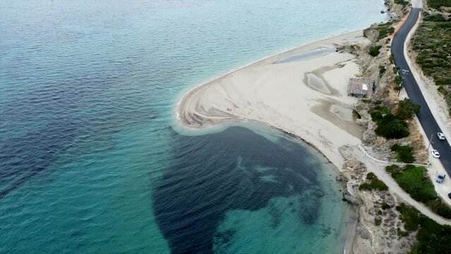 Cinematic Aerial Marmari Evia Beach Great Sand
