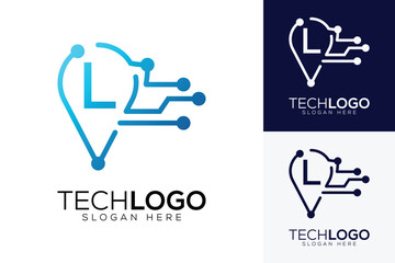 vector technology  letter l logo