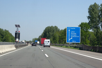 Autobahn A1, Ausfahrt Lohne, Dinklage,Löningen, Quakenbrück in Richtung Bremen