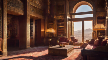 Obraz na płótnie Canvas Fantasy fairytale Arabian palace interior