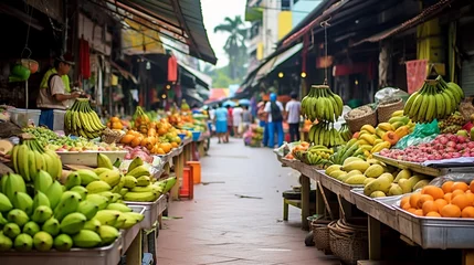 Deurstickers Fruit stall in the street city market © alexkich