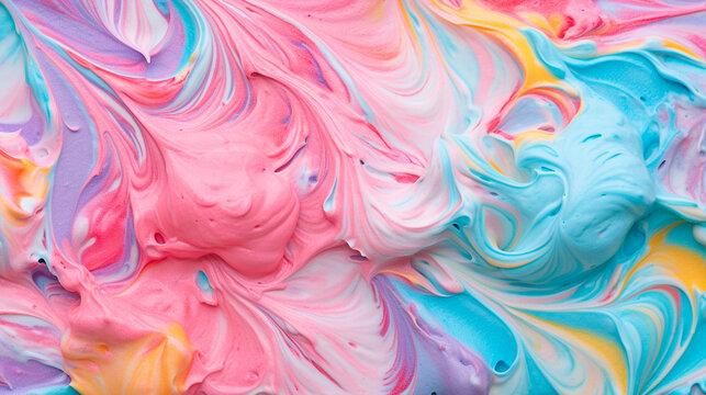 Ice cream has different textures. Selective focus.