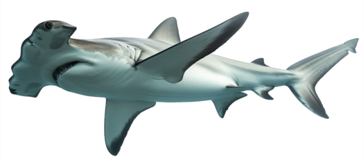 Swimming hammerhead shark isolated on a white background