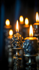 Artistic sculpted lit candles