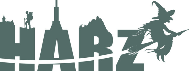 Kreativer Schriftzug mit Silhouetten - Harz - Deutschland