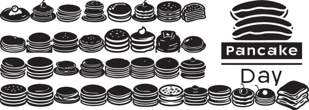happy pancake day typography vector Icon set