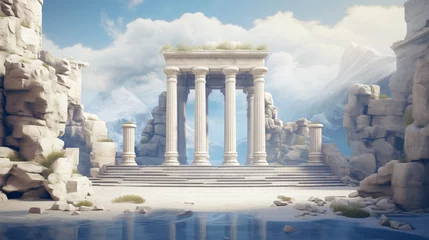 Fotobehang Bedehuis Fantasy ancient greek temple