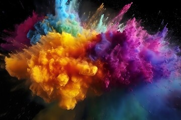 colorful powders are mixed into an image in the dark
