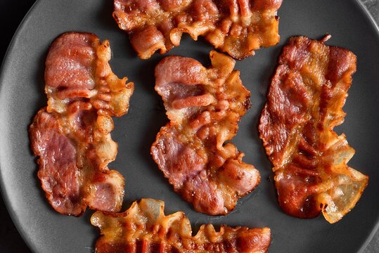 Grilled bacon, close up view