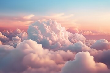the sky above the clouds has lots of clouds and light blue - obrazy, fototapety, plakaty