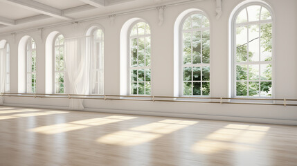 Empty dance studio and cityscape
