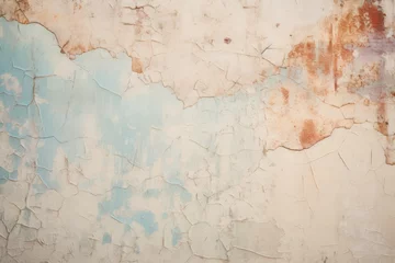 Foto op Plexiglas anti-reflex Verweerde muur Textured wall with peeling pastel paint and crack patterns