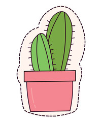 Kawaii sticker of colorful set. Set against a white background, it combines the charm of stickers with the exotic appeal of cactus. Vector illustration.