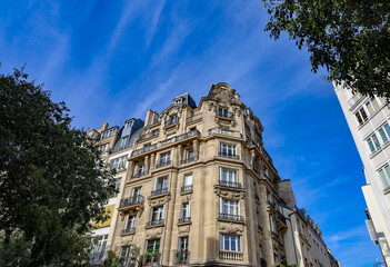 typical parisians building facade , haussmannian style  , 12th arrondissement