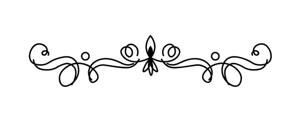 Swirly divider of black line set. This versatile swirly divider in classic style is a go-to choice for enhancing a wide range of projects, from invitations to digital artwork. Vector illustration.