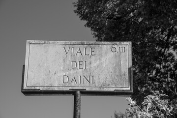 Street Plate in the area of the Parco dei Daini, within the park of Villa Borghese.