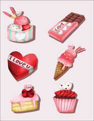 Valentine sweet food vector collection