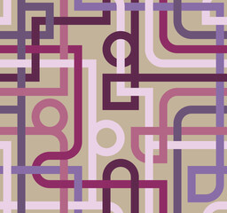 Abstract vintage design of multicolored intersecting lines. Abstract geometric background. Connection concept. Seamless repeating pattern. Vector illustration.