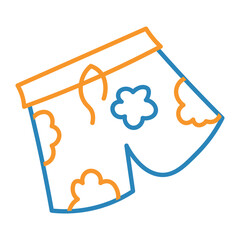 Summer element of set with outline design. This image exudes a refreshing summer atmosphere and showcases stylish swimming shorts. Vector illustration.