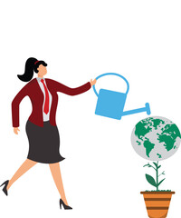 Responsibility, Globe Navigational Equipment, Carrying On Shoulders, Planet Space, Carrying, Businesswoman