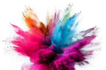 Fotobehang colorful paint splashes powder explosion isolated transparent texture © mr_marcom