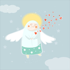 Cupid angel love character vector illustration for Valentine day or wedding dating