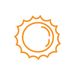 Summer element of set with outline design. Designed in a stylish outline style and infused with the lively hues of orange and blue, it features whimsical sun as the centerpiece. Vector illustration.