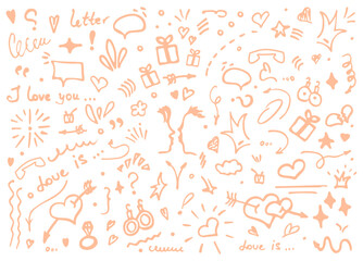 collection of isolated love doodle illustration