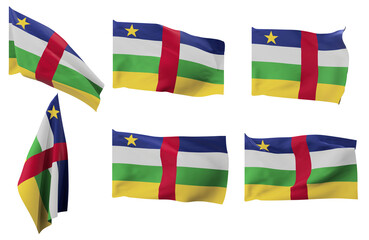 Fototapeta na wymiar Large pictures of six different positions of the flag of Central African Republic