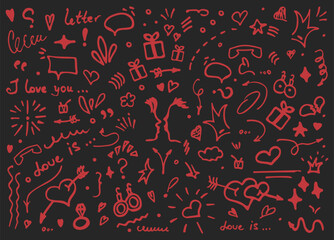 collection of isolated love doodle illustration