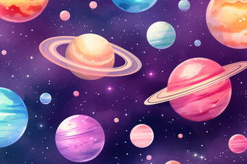 Fototapeta premium colorful planets and stars space background