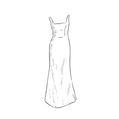 A line drawn illustration of a thick strap dress, which could be used for bridal boutiques, wedding blogs and so much more. Vectorised for a wide range of uses.