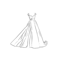 A line drawn illustration of a princess style dress, which could be used for bridal boutiques, wedding blogs and so much more. Vectorised for a wide range of uses.