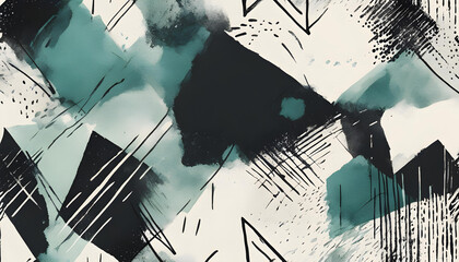 Abstract hand painted textured ink brush background 