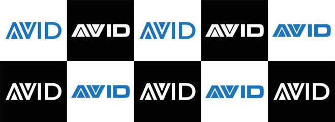 AVID logo. AVID set , A V I D design. White AVID letter. AVID, A V I D letter logo design. Initial letter AVID letter logo set, linked circle uppercase monogram logo. A V I D letter logo vector design