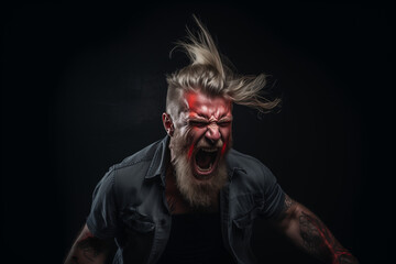 Fototapeta premium Metaphorical representation of anger through a photograph of an angry male face_4