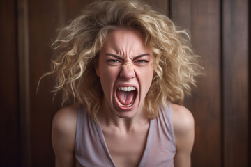 Metaphorical representation of anger through a photograph of an angry female face_5