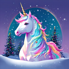 Obraz na płótnie Canvas A unicorn in the snow
