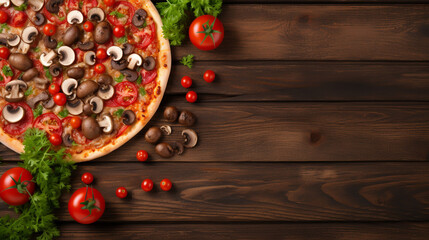 Obraz na płótnie Canvas Traditional italian pizza with salami cheese, tomatoes and basil.