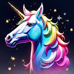 A unicorn with a rainbow mane