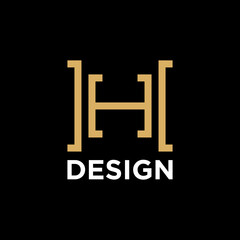 hh luxury monogram logo design - obrazy, fototapety, plakaty