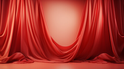 Fototapeta premium Abstract still life elegance red curtain with empty wall