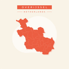Obraz premium Vector illustration vector of Overijssel map Netherlands
