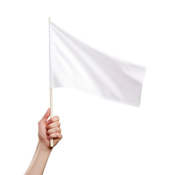 plane white flag in hand isolated on transparent background