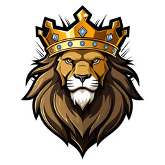 Lion king mascot logo isolated on transparent background, esports, png