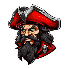 pirate mascot logo isolated on transparent background, esports, png